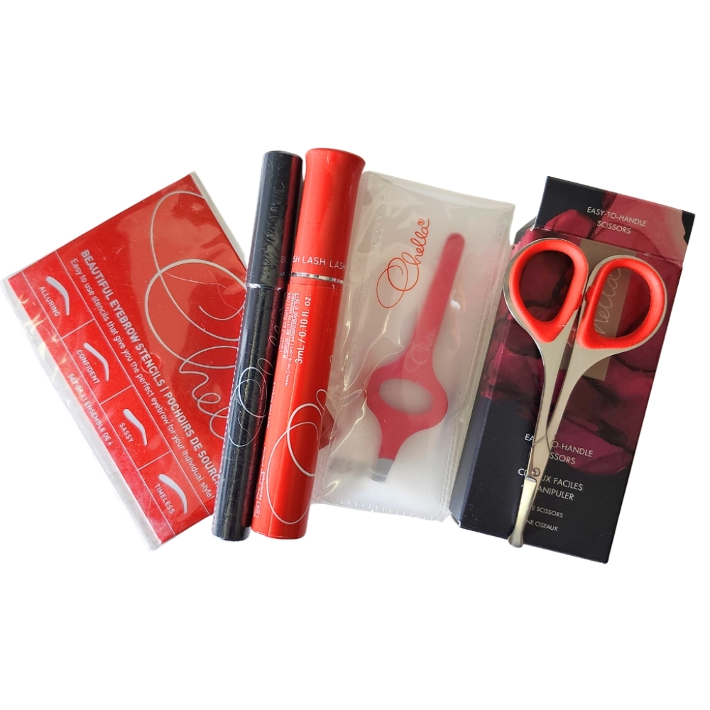 Chella Eyebrow Bundle:Tweezers, Eyelash Conditioner, Eyebrow Scissors Lip Crayon